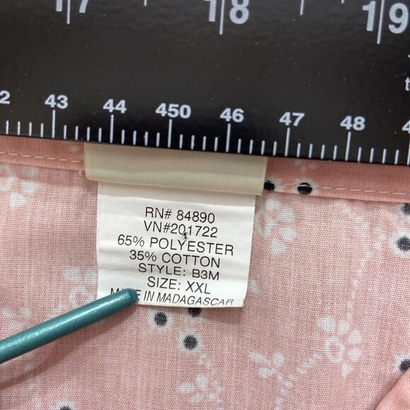 Boca Bay Women's Pink Eyelet Floral Snap Short Sleeve Shirt Sz XXL Lace Trim - Picture 6 of 9